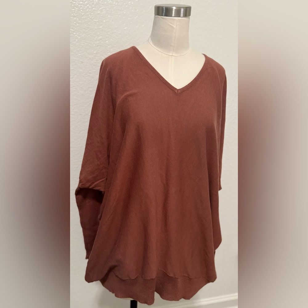 Windsor Oversized Brown V-neck Blouse/Sweater, Cute w/ Jeans, Size M/L